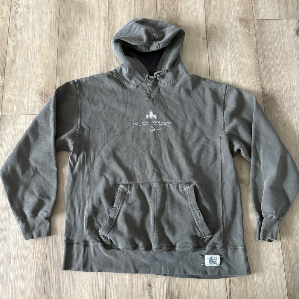 J. America‎ Men's Jay Peak Vermont Gray Long Sleeve Drawstring Hoodie Size L
